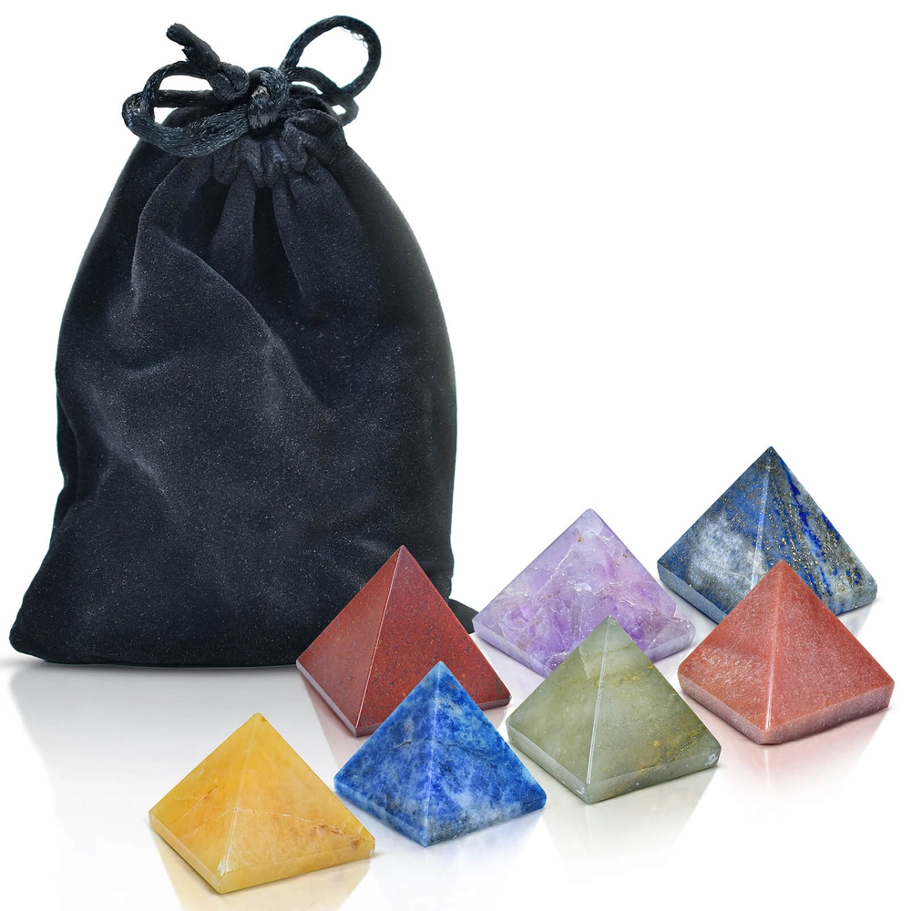 Set Mit 7 Chakra Steinen Pyramiden Mate Tee Kaufen MateMundo De