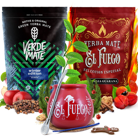 Mate Tee Winter-Set Verde Mate El Fuego 2x500g + Zubehör