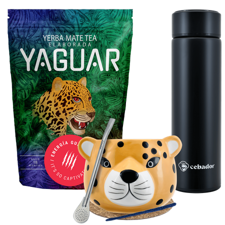 Yerba Mate Yaguar Energia 500g Kalebasse Thermoskannen-Set