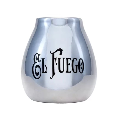 Keramischer Mate Becher mit dem Logo El Fuego (silber) 350 ml