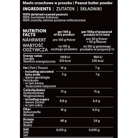 Nustino Erdnussbutterpulver ohne Zusätze 200g