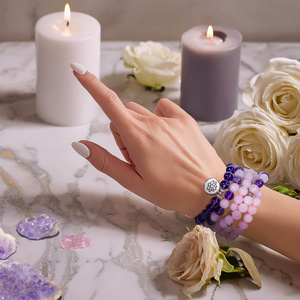 Armband Mala mit Amethyst und Rosenquarz – Lotosblume