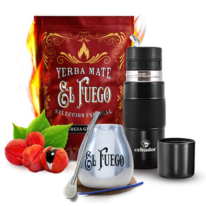 Mate Tee Set El Fuego Energia 500g 0,5kg Yerbomos + Kalebasse + Bombilla