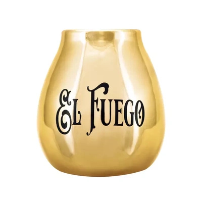 Keramischer Mate Becher mit dem Logo El Fuego (gold) 350 ml