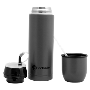 Yerbomos 5.0 – 650 ml – Mate Becher, Thermosflasche und Bombilla in einem Zubehör (grau)